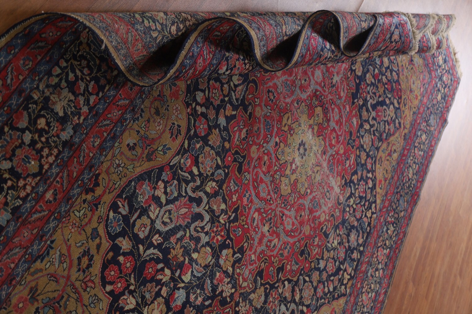 Pre-1900 Vegetable Dye Tabriz Persian Living Room Rug 7x11