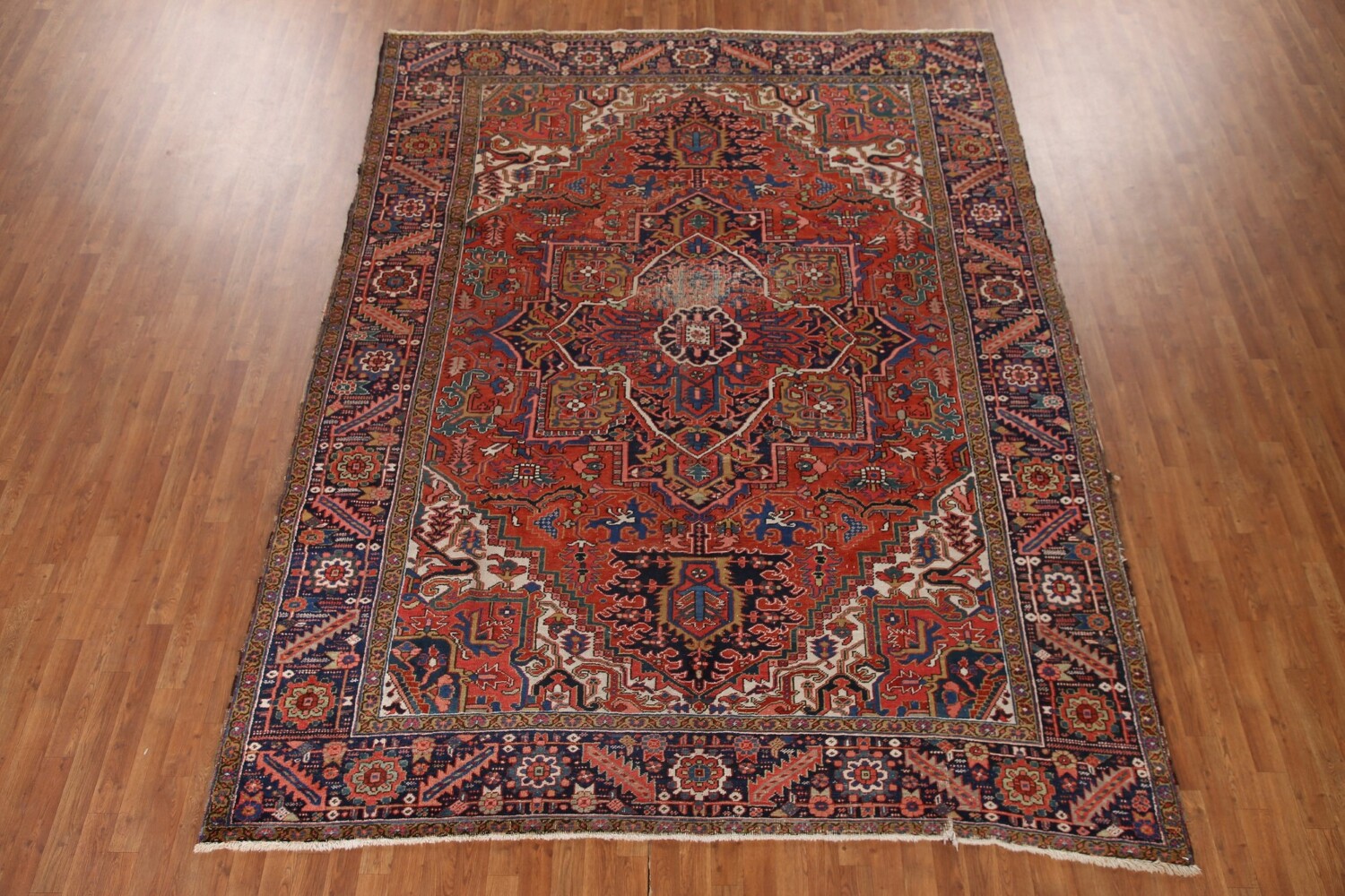 Vegetable Dye Heriz Serapi Antique Persian Rug 9x12