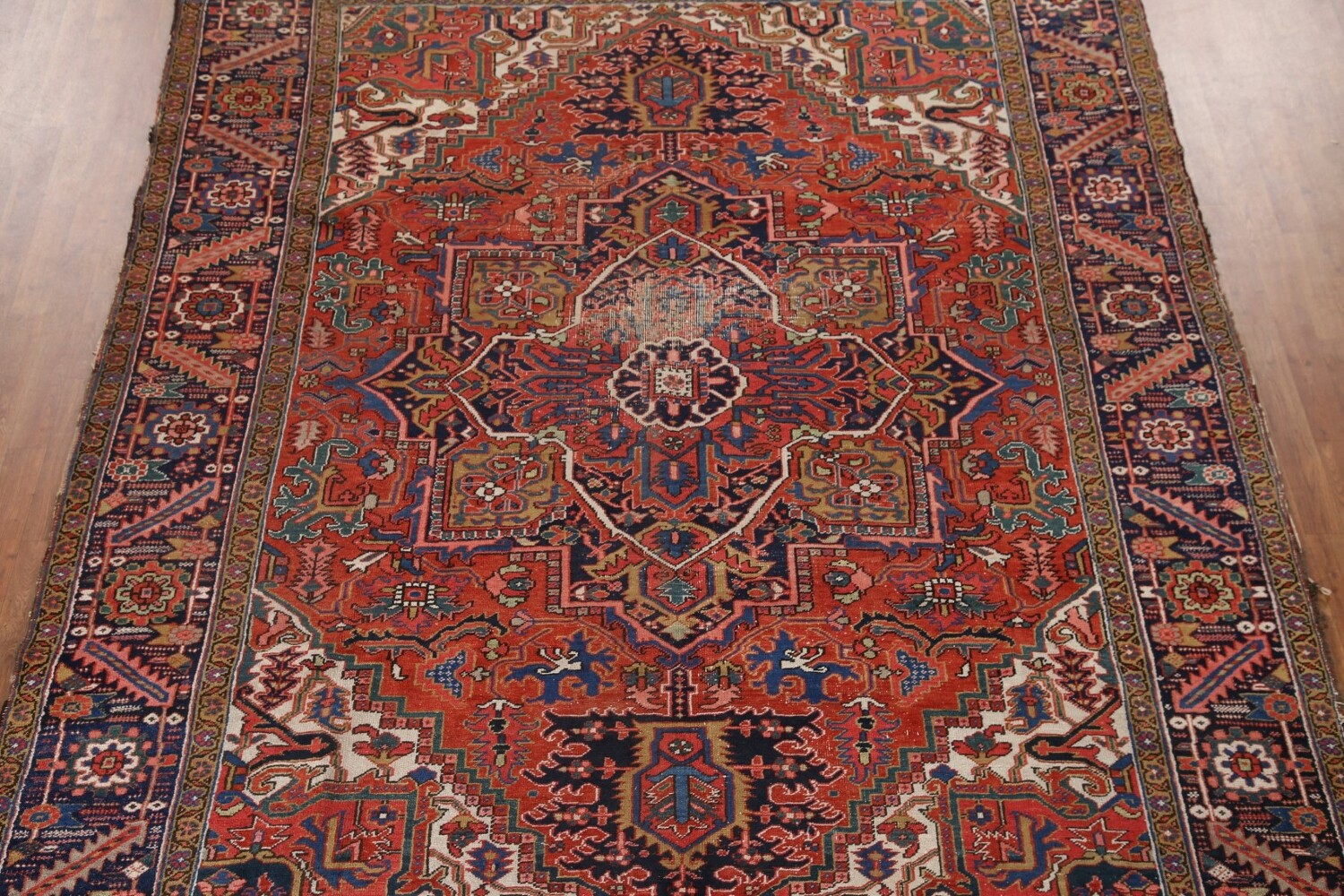 Vegetable Dye Heriz Serapi Antique Persian Rug 9x12