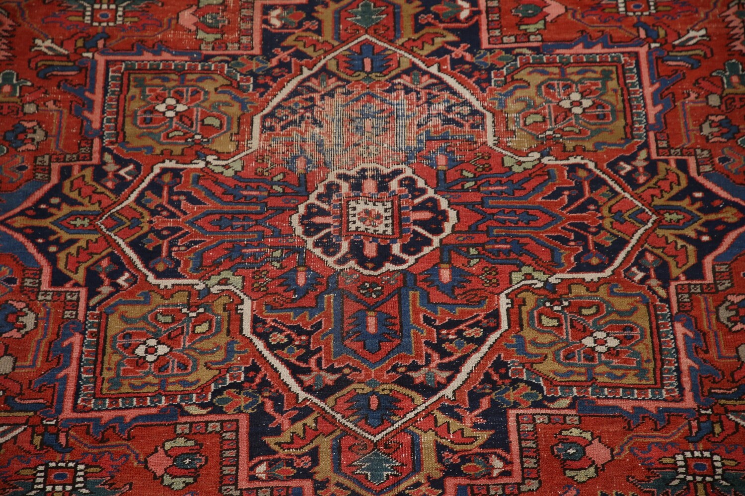 Vegetable Dye Heriz Serapi Antique Persian Rug 9x12