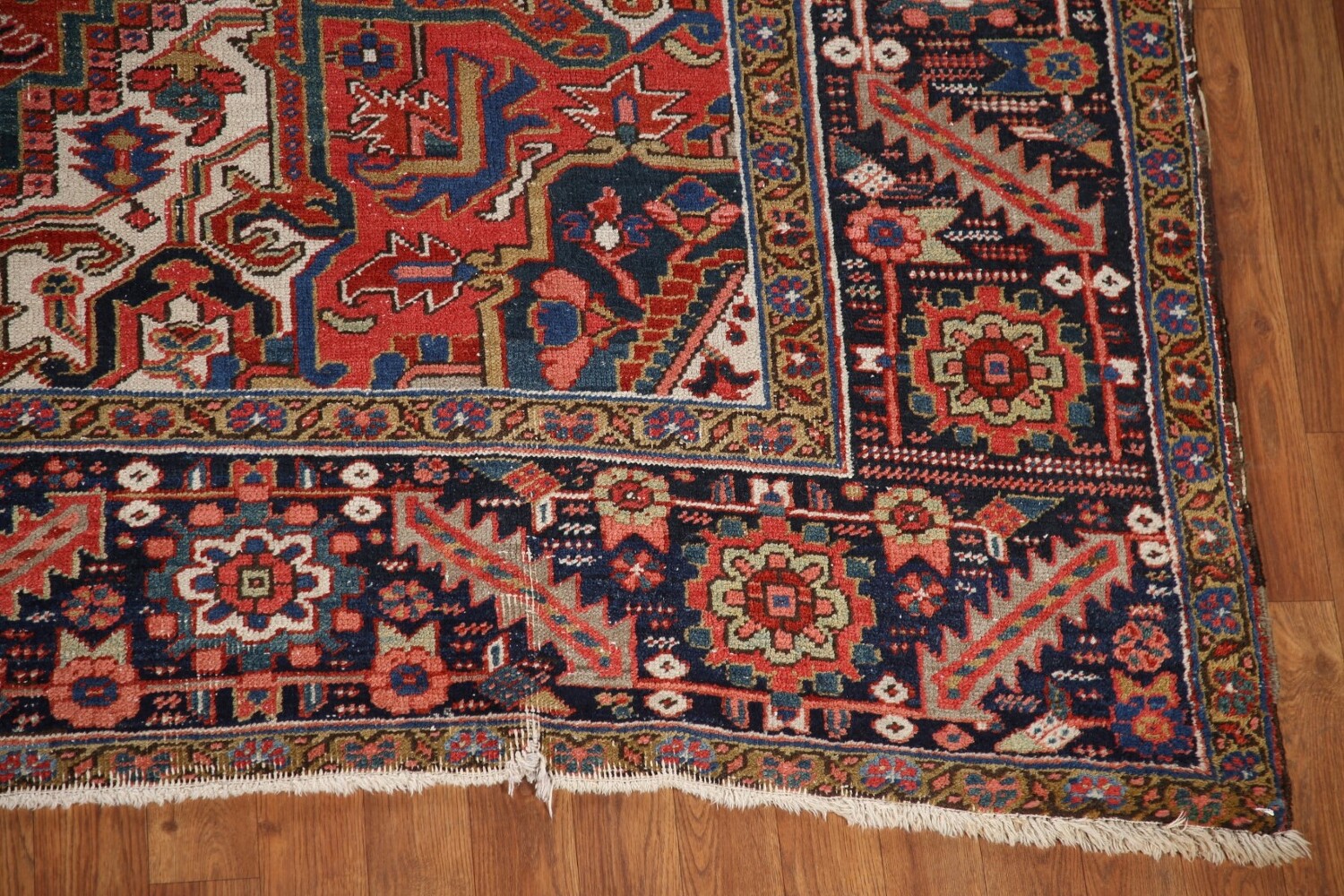 Vegetable Dye Heriz Serapi Antique Persian Rug 9x12