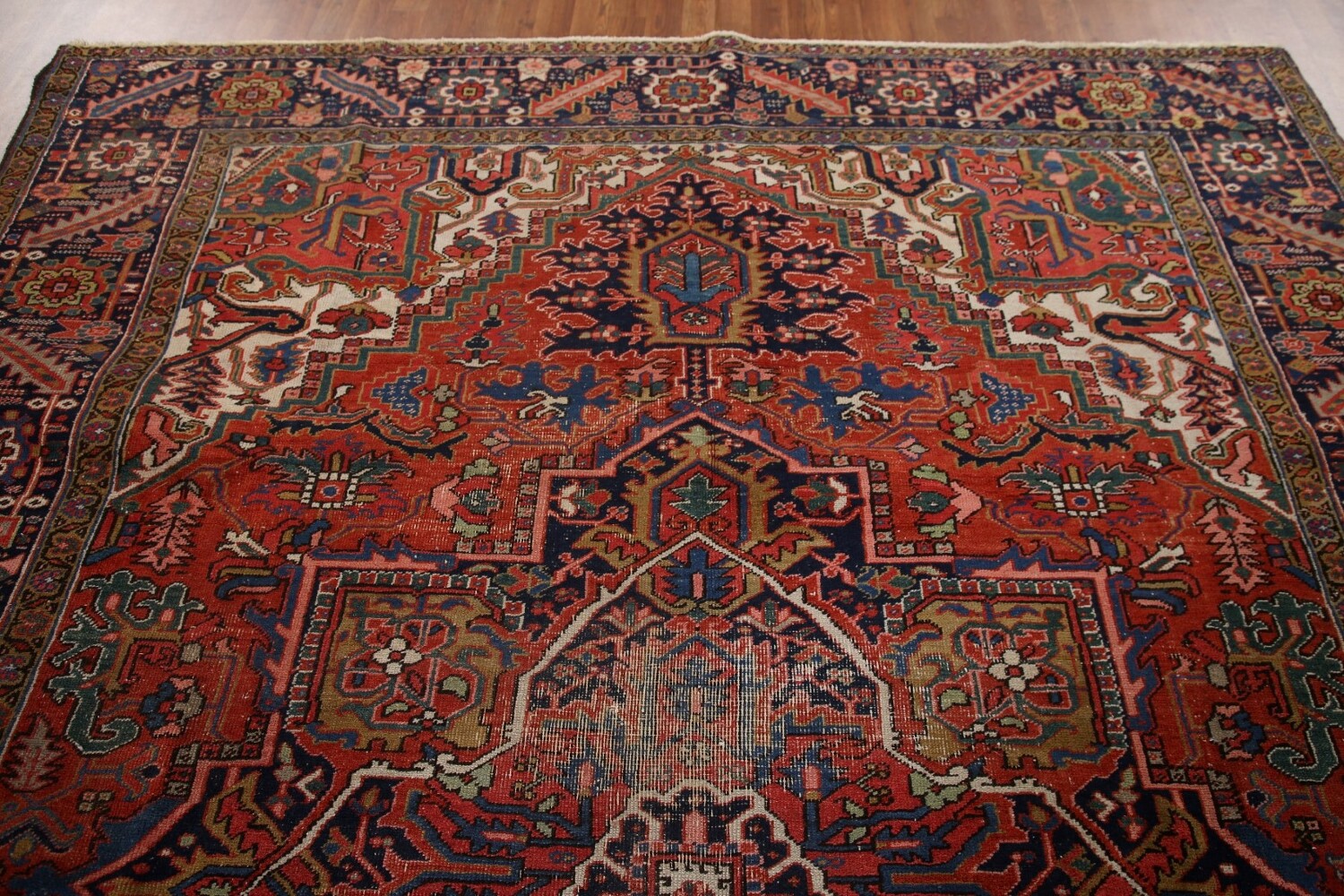 Vegetable Dye Heriz Serapi Antique Persian Rug 9x12