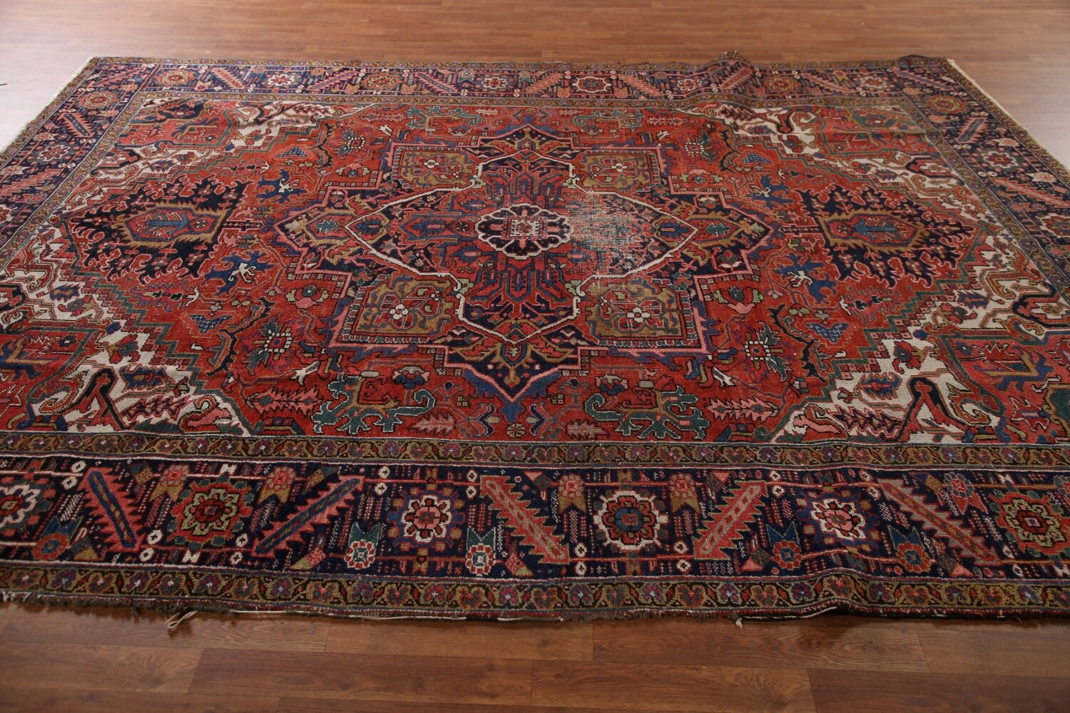 Vegetable Dye Heriz Serapi Antique Persian Rug 9x12