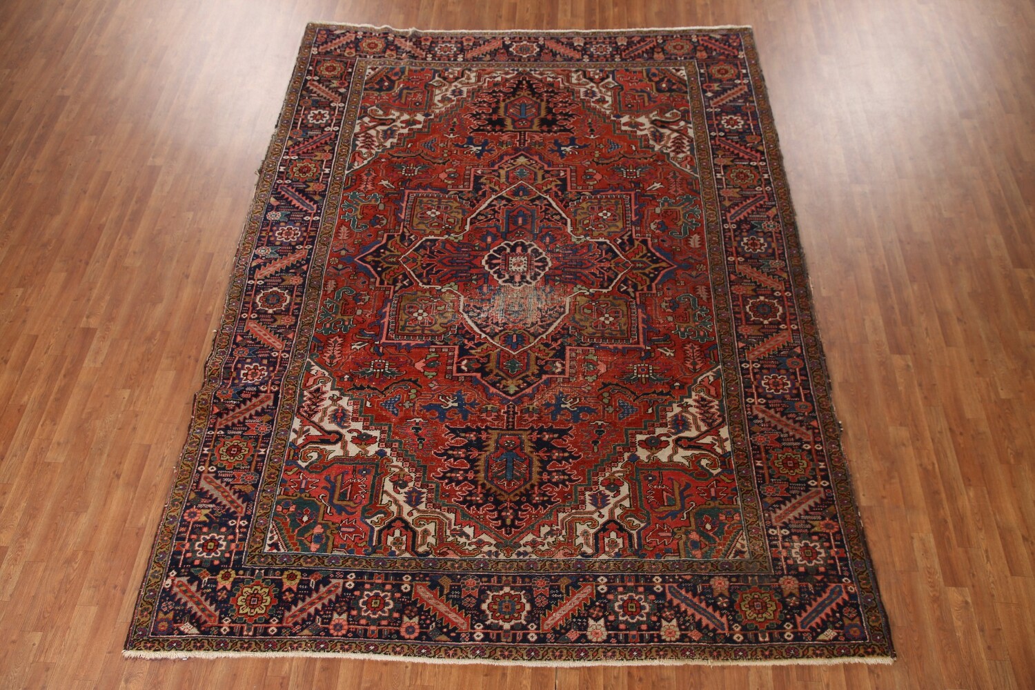Vegetable Dye Heriz Serapi Antique Persian Rug 9x12