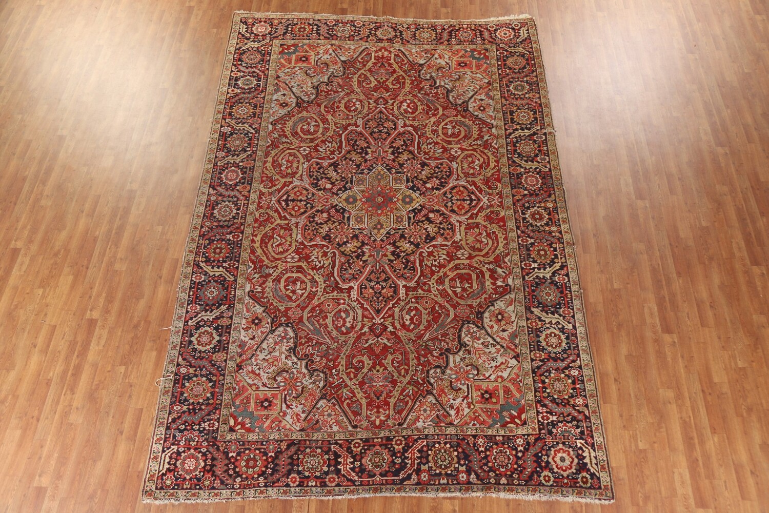 Pre-1900 Vegetable Dye Heriz Serapi Persian Area Rug 8x13