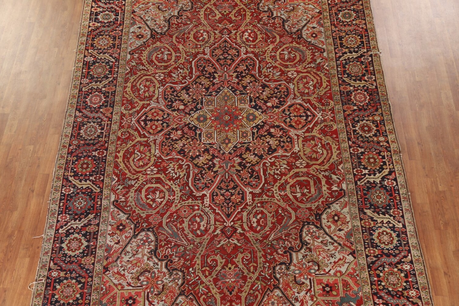 Pre-1900 Vegetable Dye Heriz Serapi Persian Area Rug 8x13