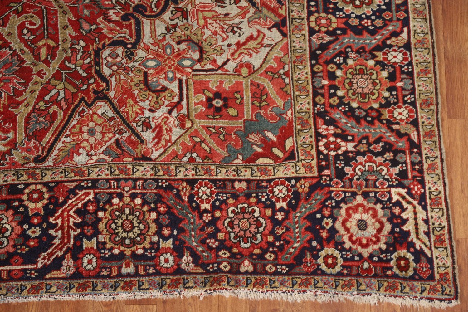 Pre-1900 Vegetable Dye Heriz Serapi Persian Area Rug 8x13