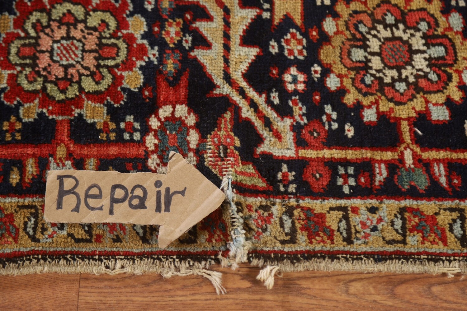 Pre-1900 Vegetable Dye Heriz Serapi Persian Area Rug 8x13