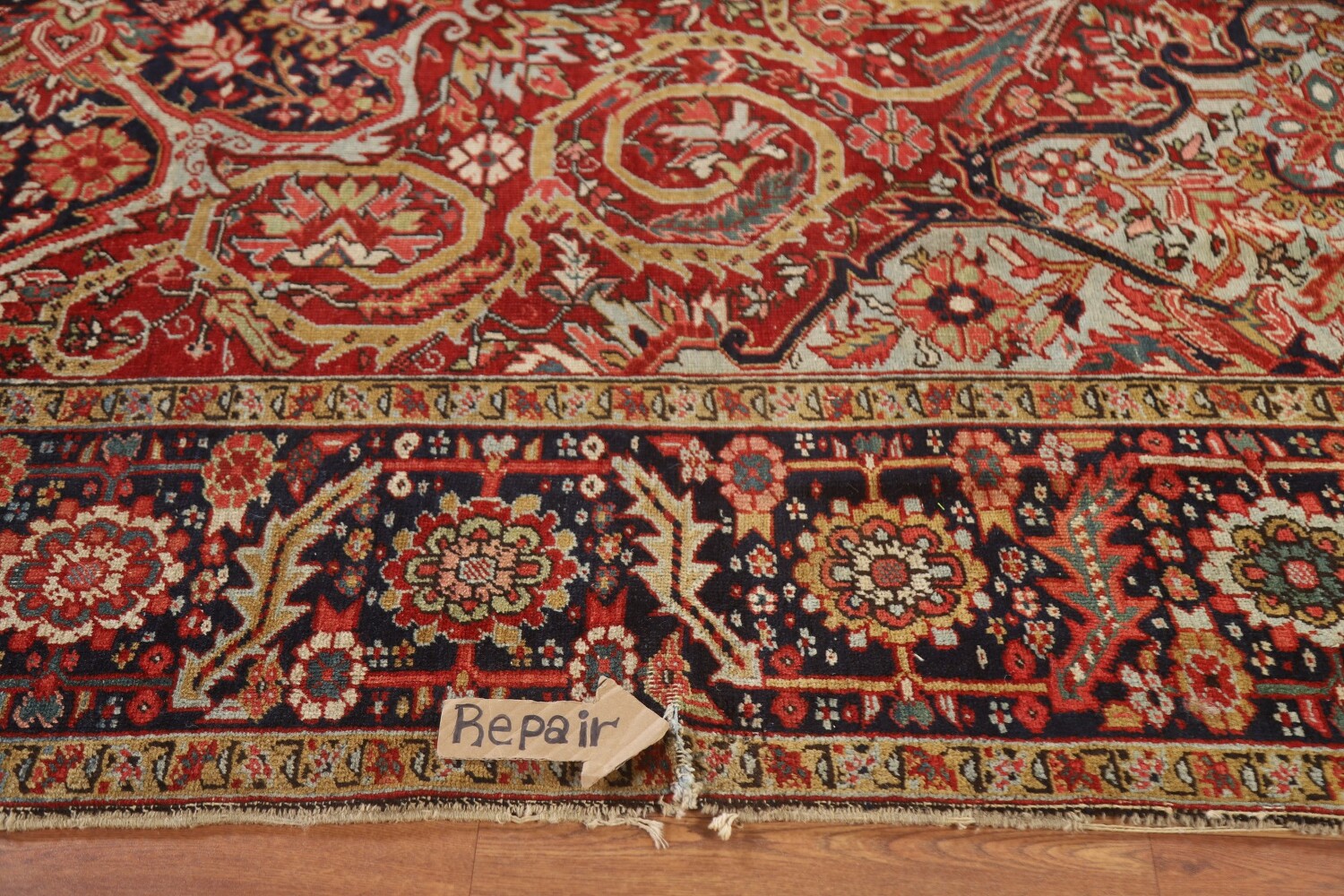 Pre-1900 Vegetable Dye Heriz Serapi Persian Area Rug 8x13