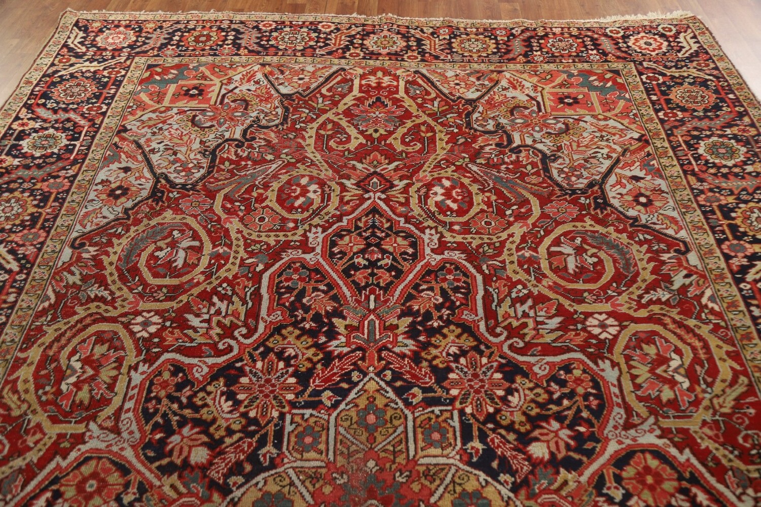 Pre-1900 Vegetable Dye Heriz Serapi Persian Area Rug 8x13