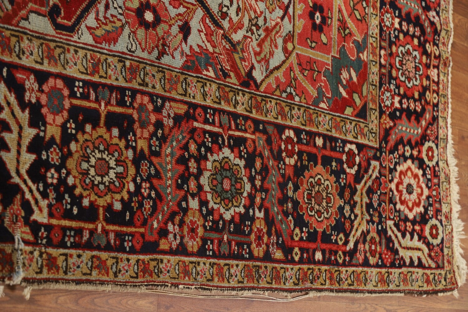 Pre-1900 Vegetable Dye Heriz Serapi Persian Area Rug 8x13