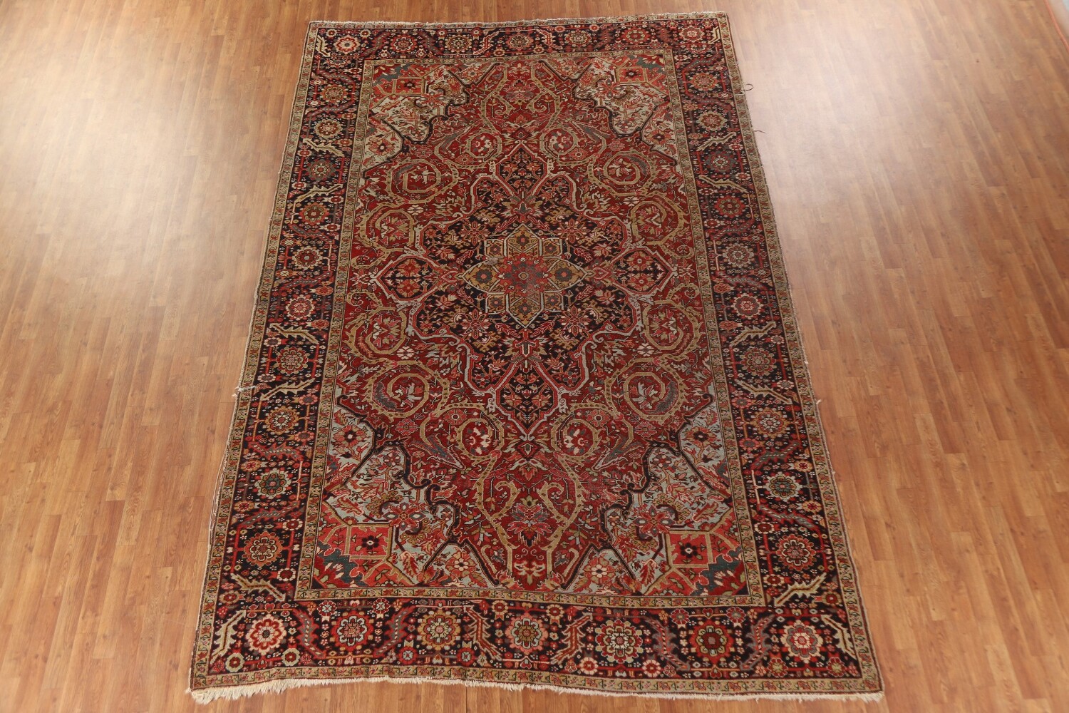 Pre-1900 Vegetable Dye Heriz Serapi Persian Area Rug 8x13