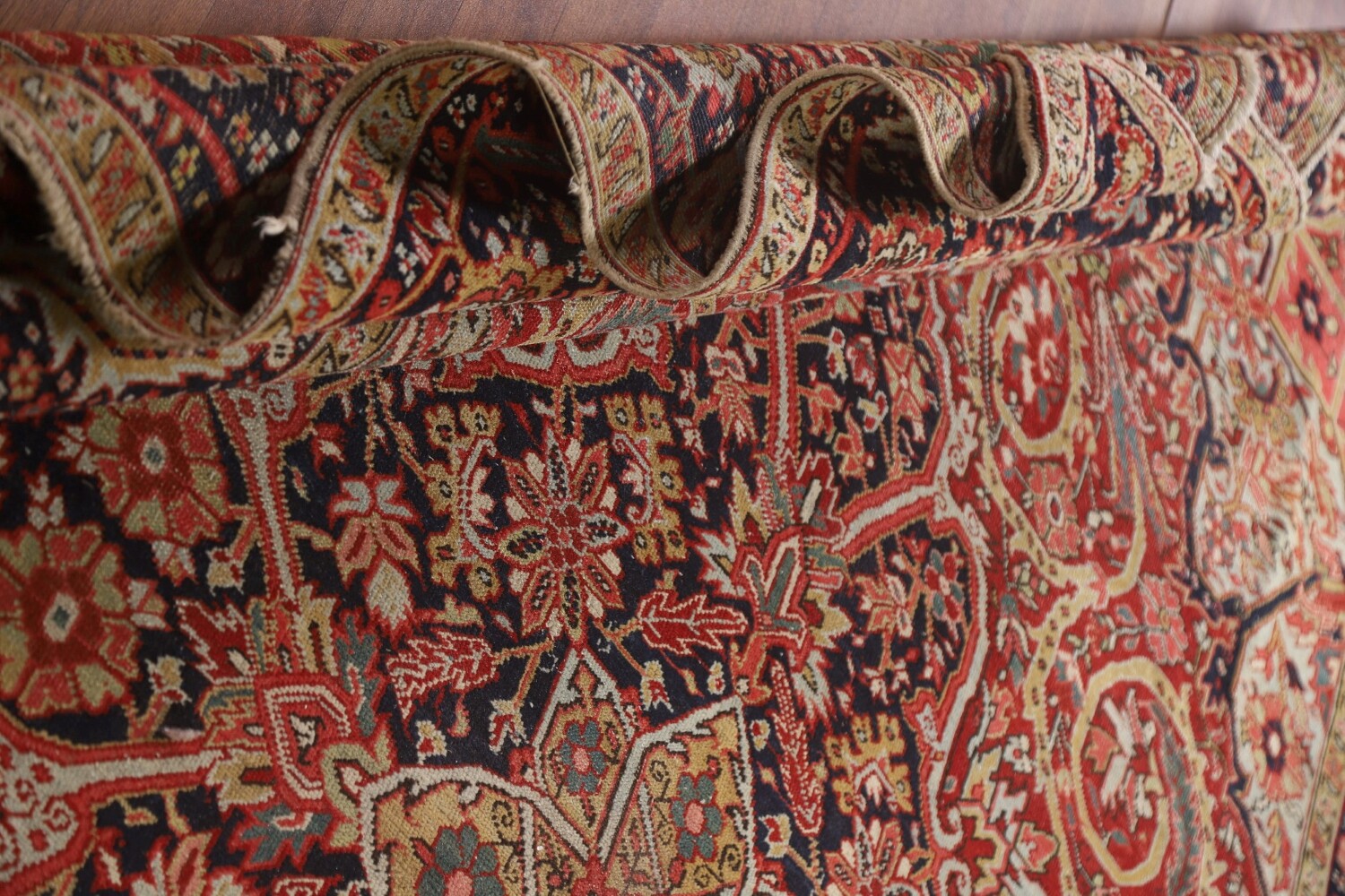 Pre-1900 Vegetable Dye Heriz Serapi Persian Area Rug 8x13