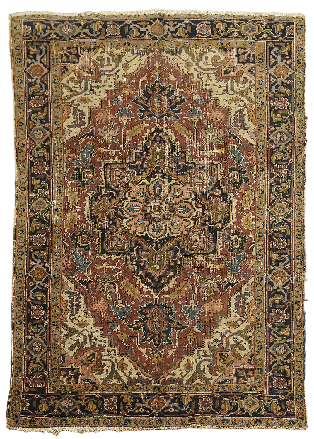 Antique Vegetable Dye Heriz Serapi Persian Rug 7x10