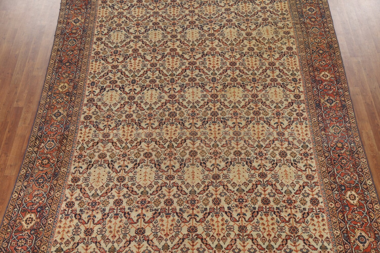 Pre-1900 Antique Mahal Vegetable Dye Persian Area Rug 9x13
