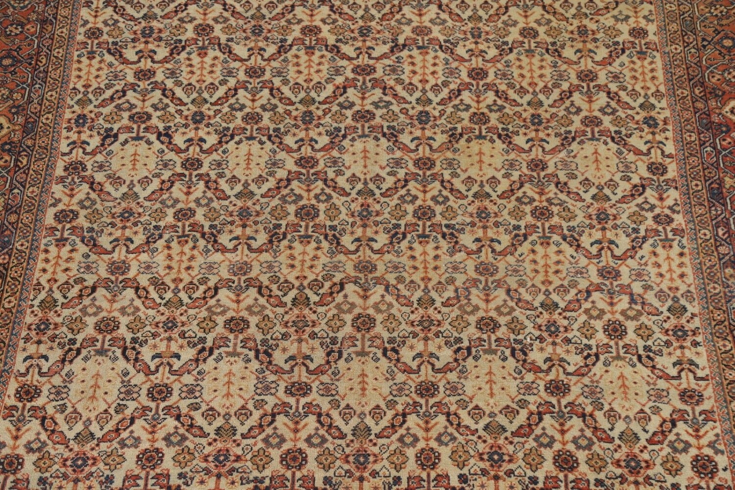 Pre-1900 Antique Mahal Vegetable Dye Persian Area Rug 9x13