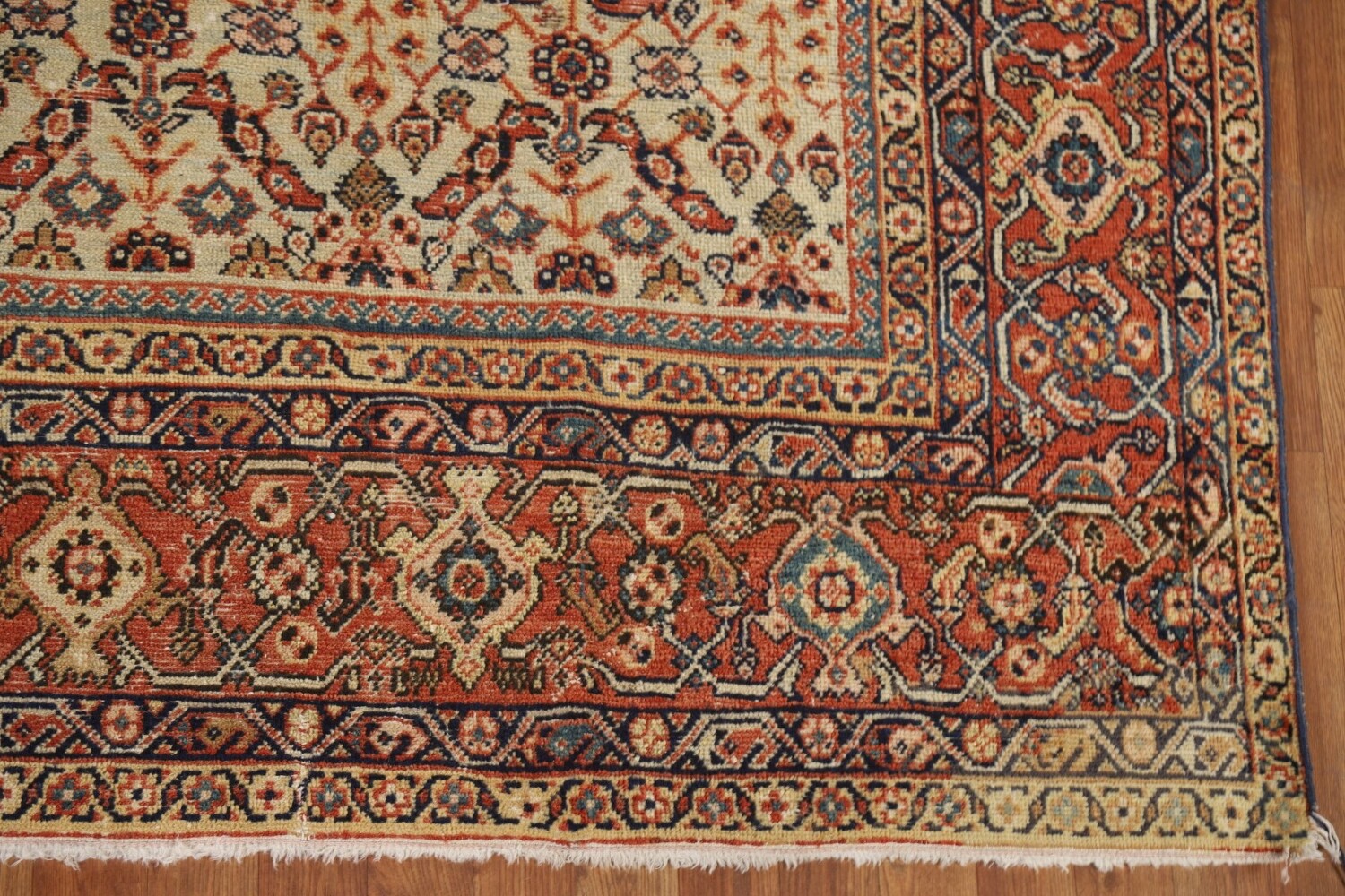 Pre-1900 Antique Mahal Vegetable Dye Persian Area Rug 9x13