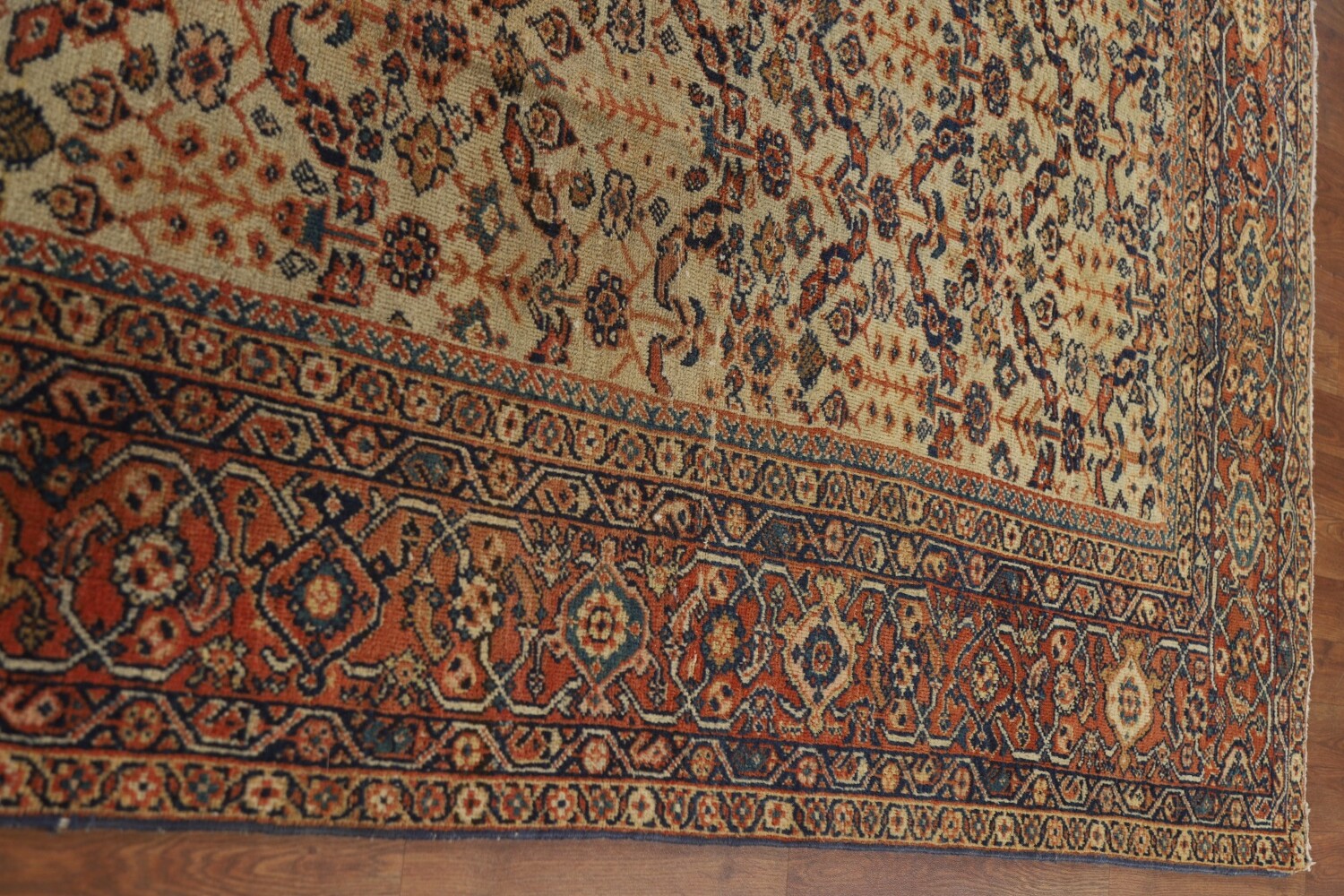Pre-1900 Antique Mahal Vegetable Dye Persian Area Rug 9x13