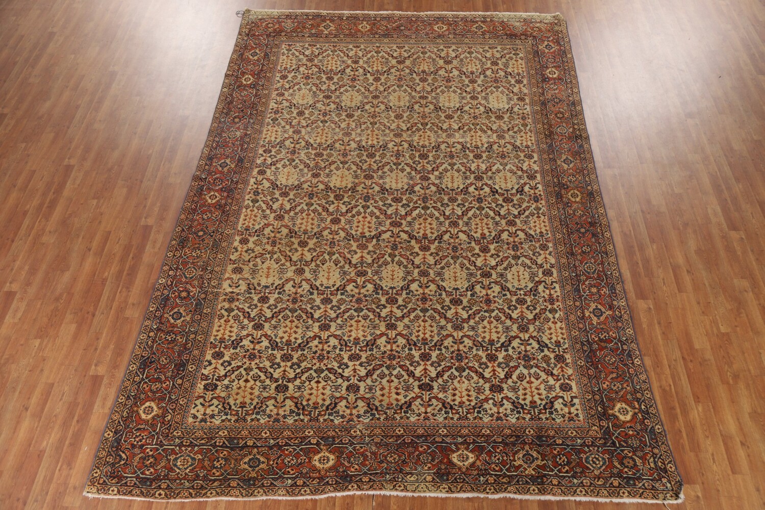 Pre-1900 Antique Mahal Vegetable Dye Persian Area Rug 9x13