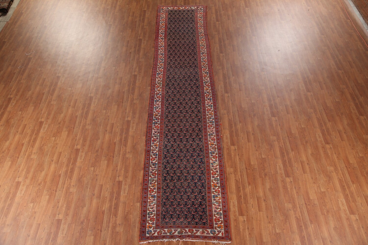 Pre-1900 Vegetable Dye Malayer Persian Runner Rug 4x16