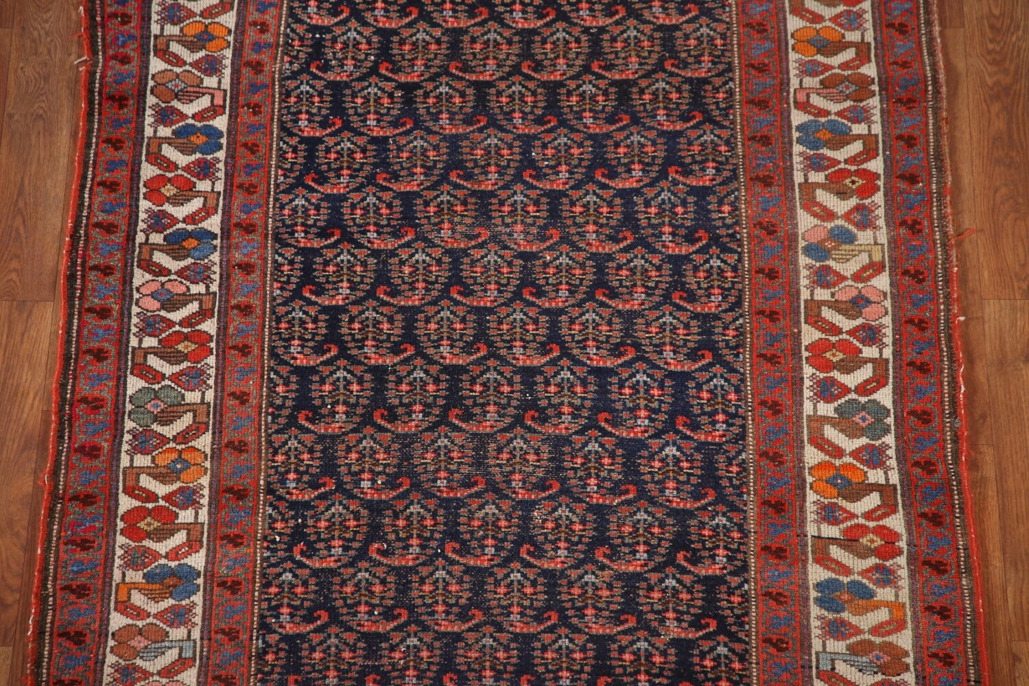 Pre-1900 Vegetable Dye Malayer Persian Runner Rug 4x16