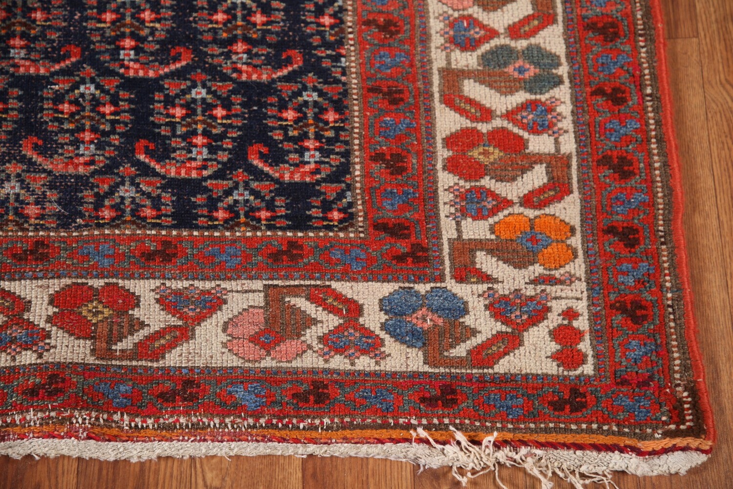 Pre-1900 Vegetable Dye Malayer Persian Runner Rug 4x16