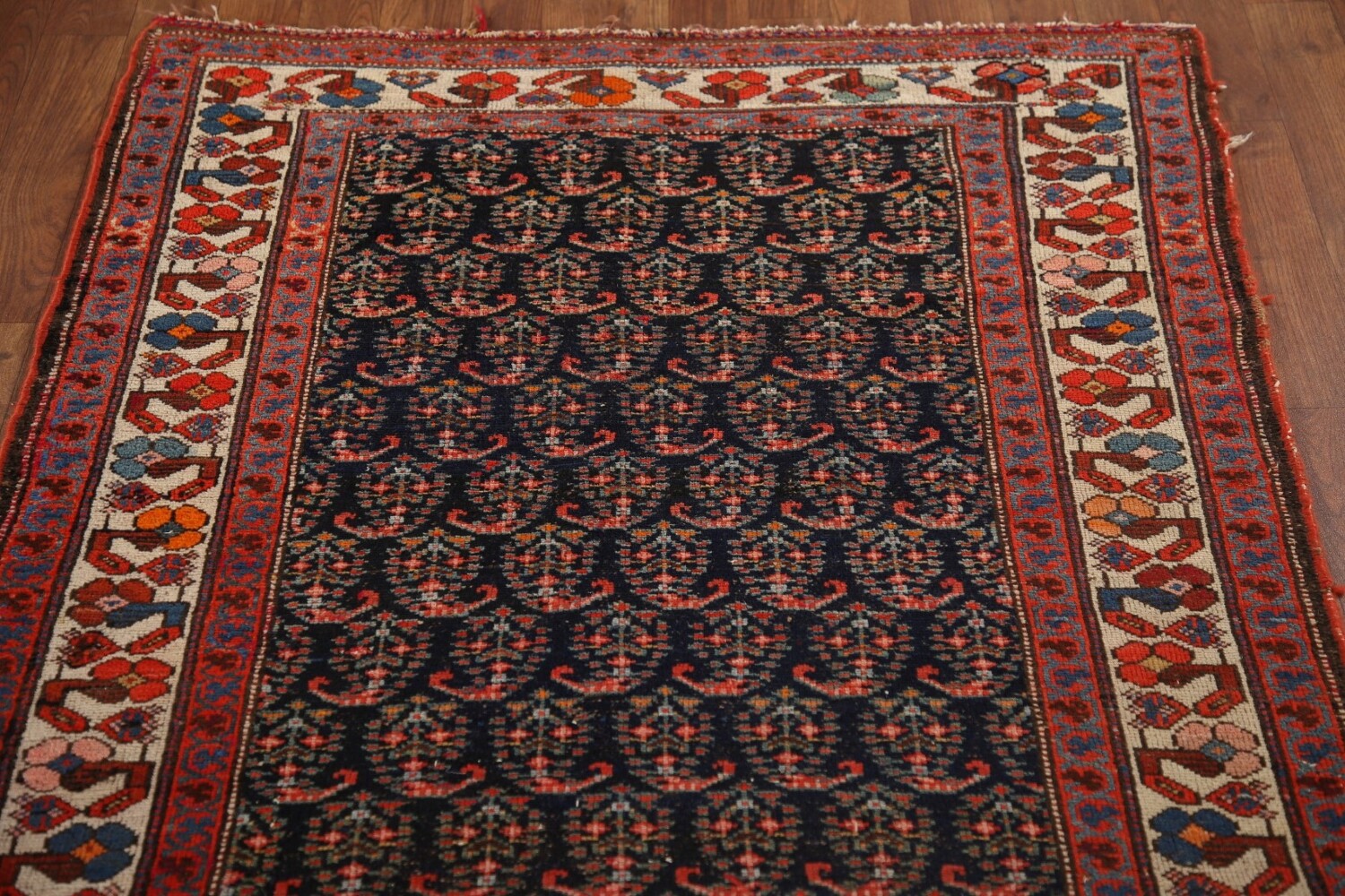 Pre-1900 Vegetable Dye Malayer Persian Runner Rug 4x16