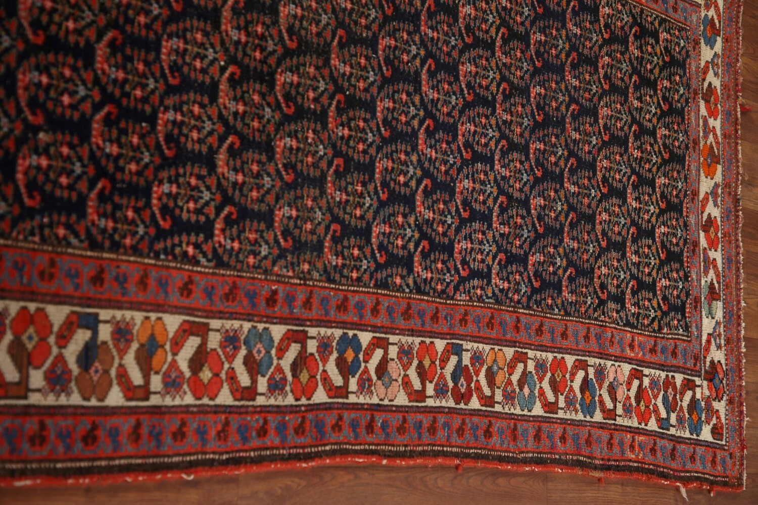 Pre-1900 Vegetable Dye Malayer Persian Runner Rug 4x16