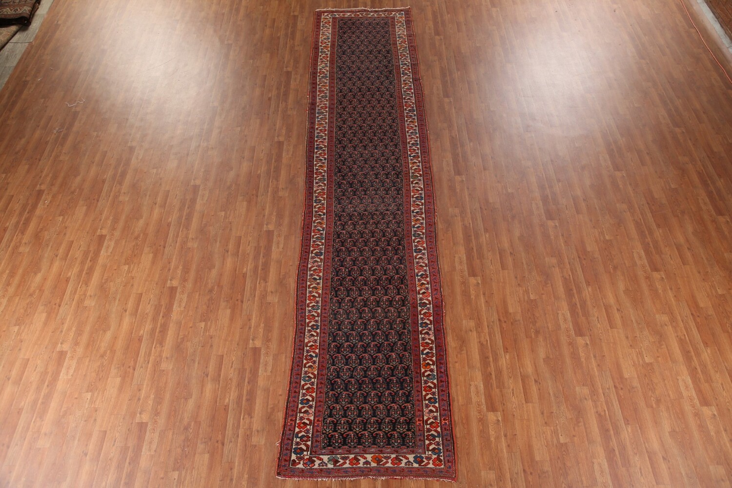 Pre-1900 Vegetable Dye Malayer Persian Runner Rug 4x16