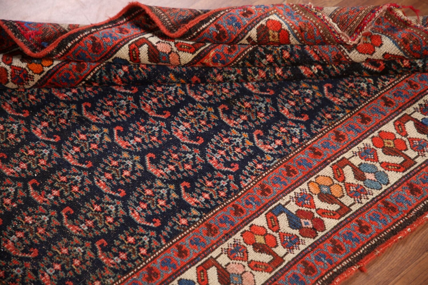 Pre-1900 Vegetable Dye Malayer Persian Runner Rug 4x16