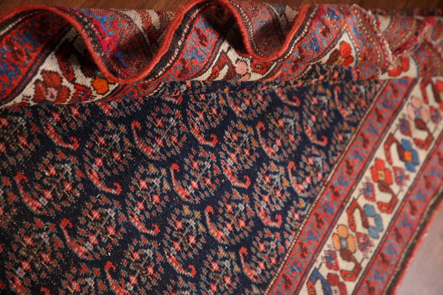 Pre-1900 Vegetable Dye Malayer Persian Runner Rug 4x16