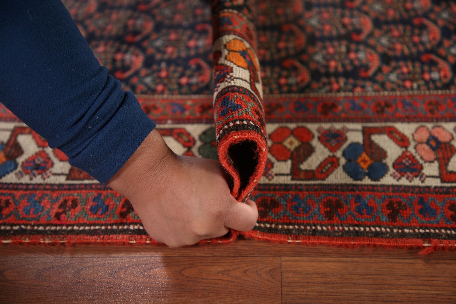 Pre-1900 Vegetable Dye Malayer Persian Runner Rug 4x16
