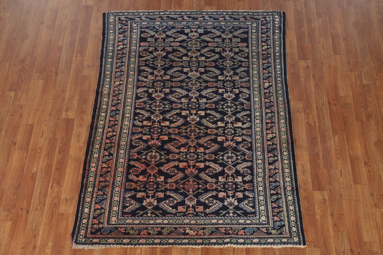 Antique Navy Blue Kazak Vegetable Dye Rug 4x6