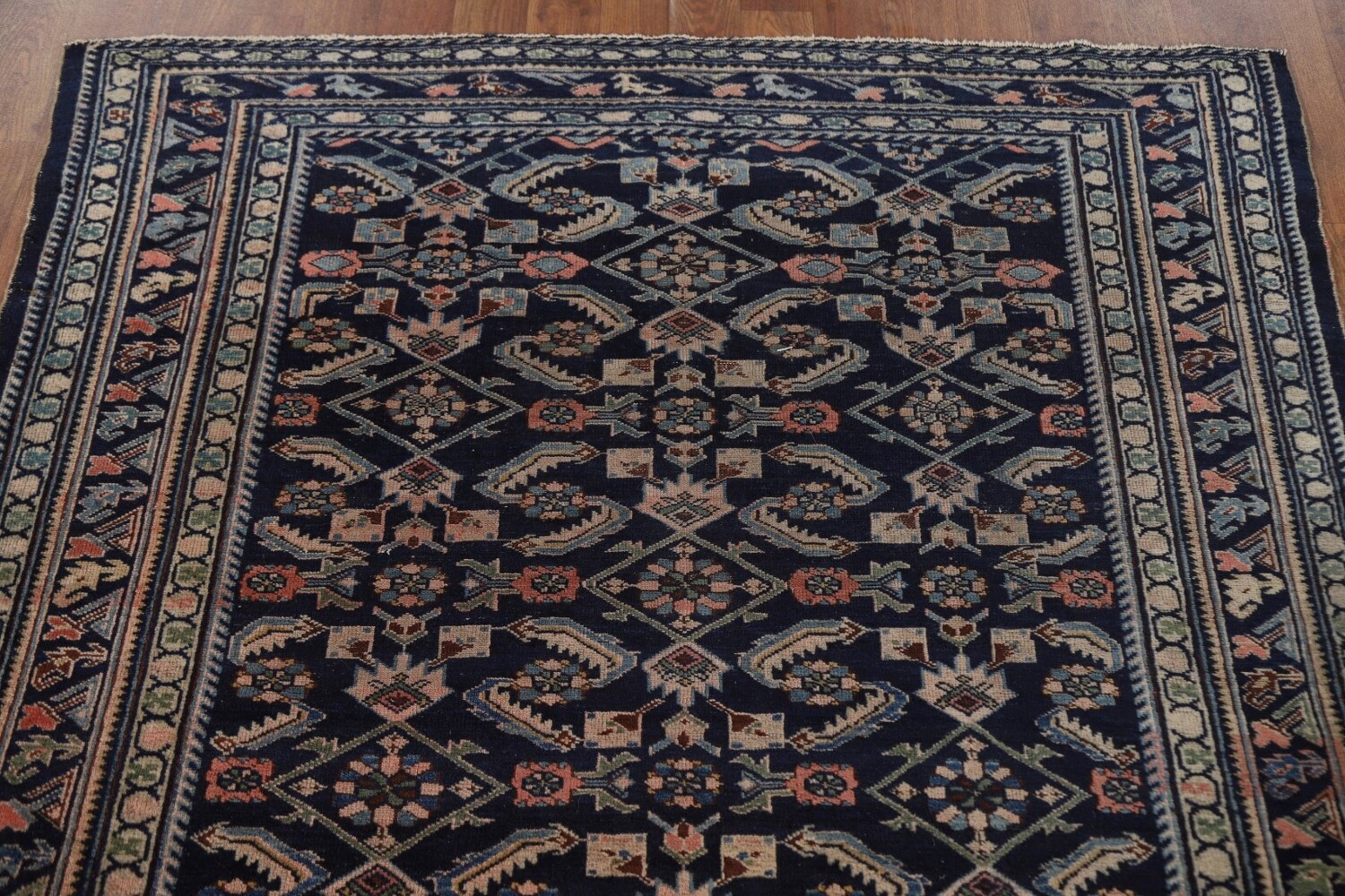 Antique Navy Blue Kazak Vegetable Dye Rug 4x6