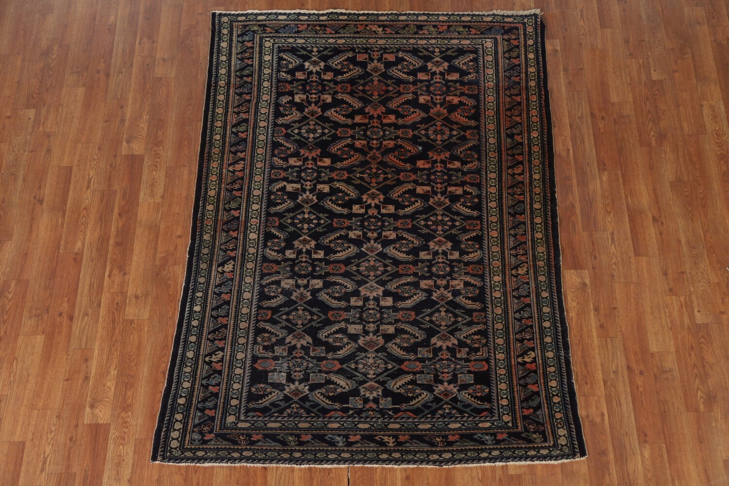 Antique Navy Blue Kazak Vegetable Dye Rug 4x6