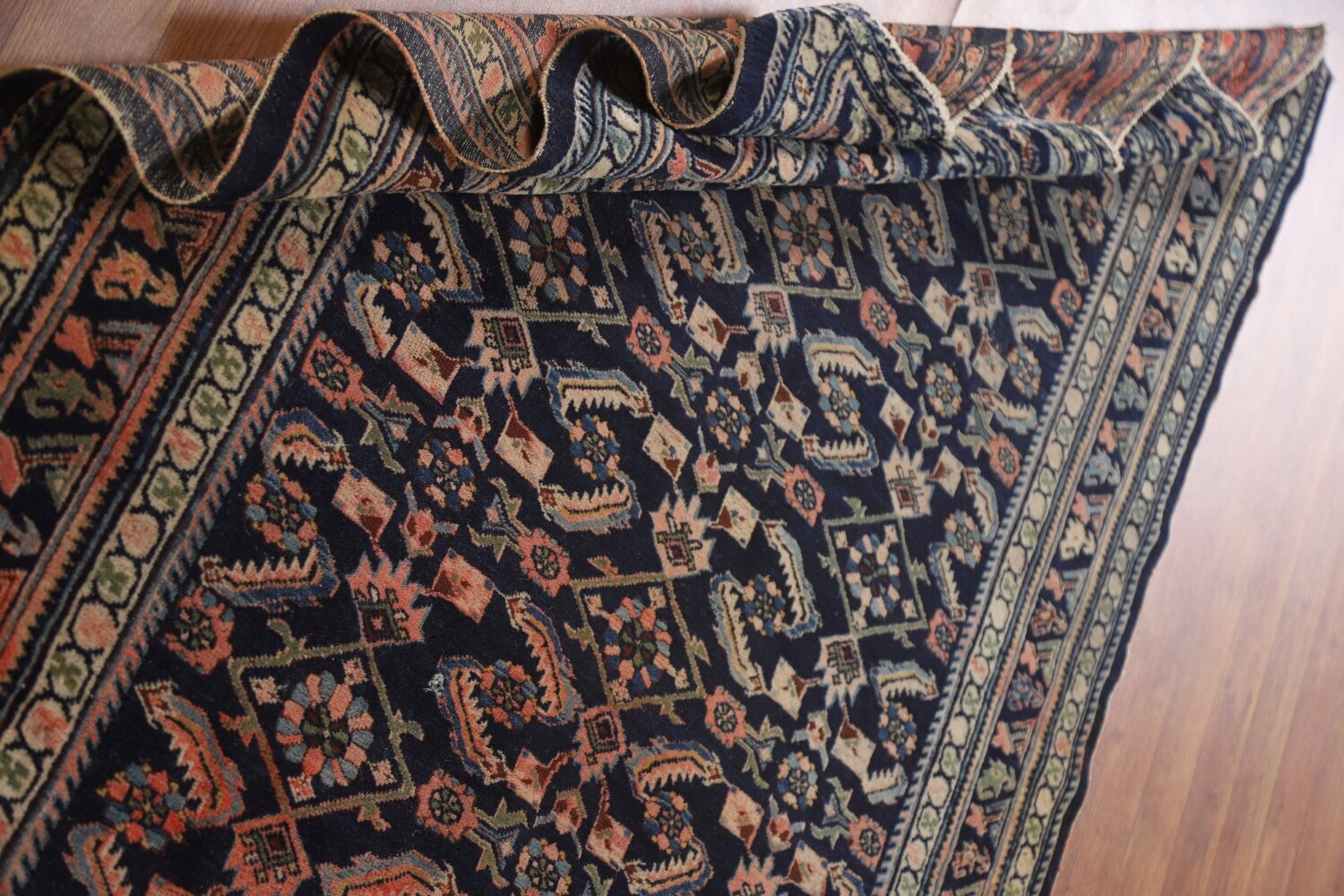 Antique Navy Blue Kazak Vegetable Dye Rug 4x6