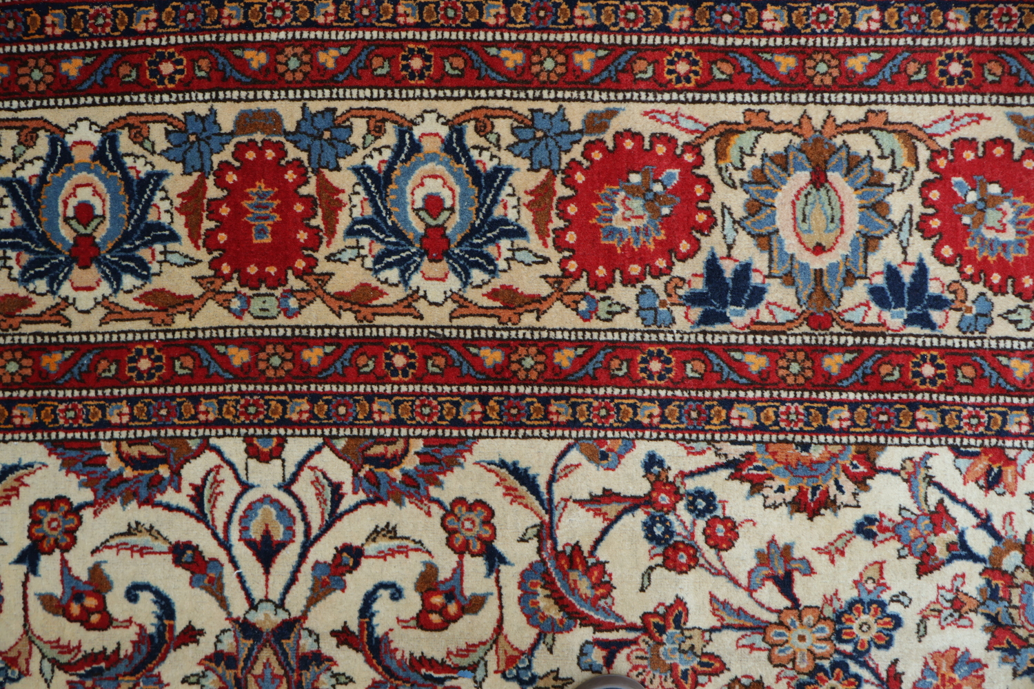 Antique All-Over Ivory and Red Kashan Persian Area Rug 8x11