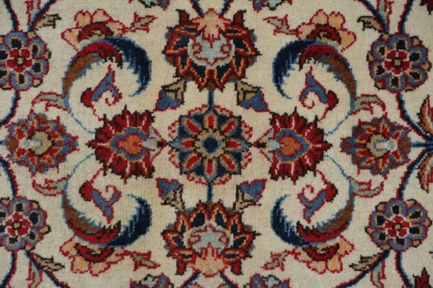 Antique All-Over Ivory and Red Kashan Persian Area Rug 8x11