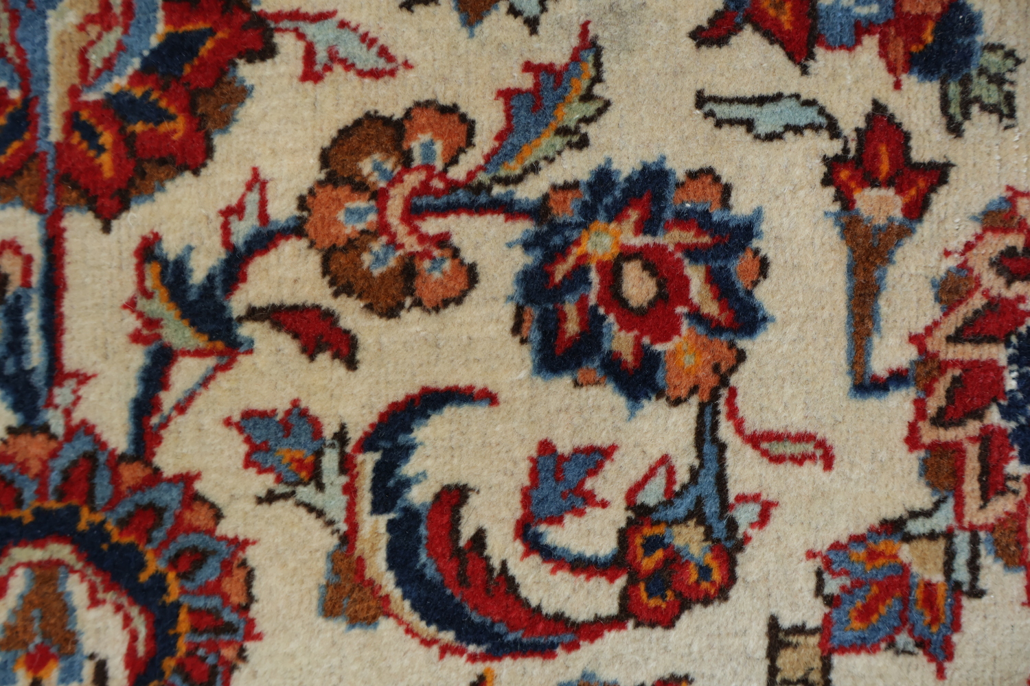 Antique All-Over Ivory and Red Kashan Persian Area Rug 8x11