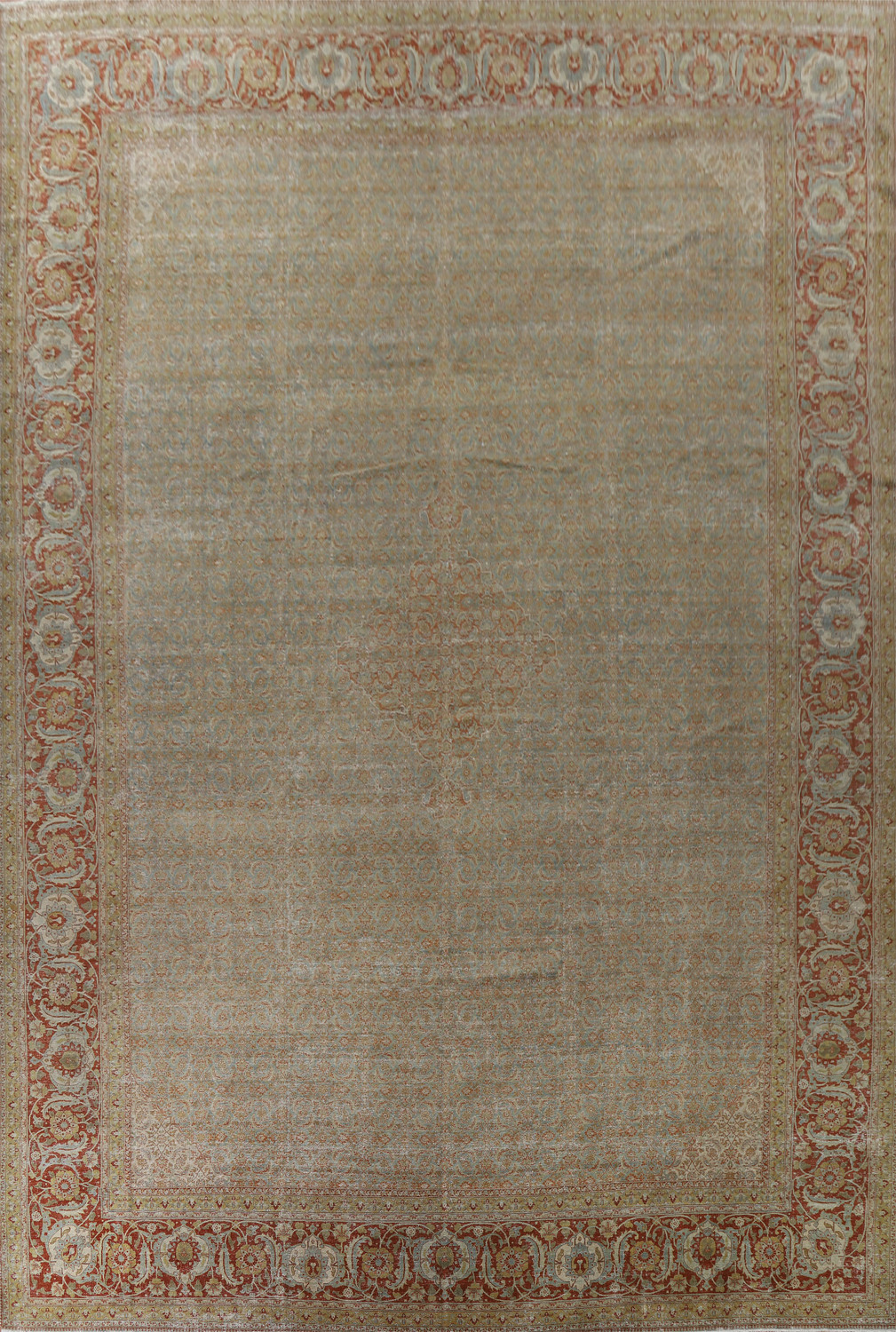 Pre-1900 Antique Sultanabad Vegetable Dye Persian Rug 15x21