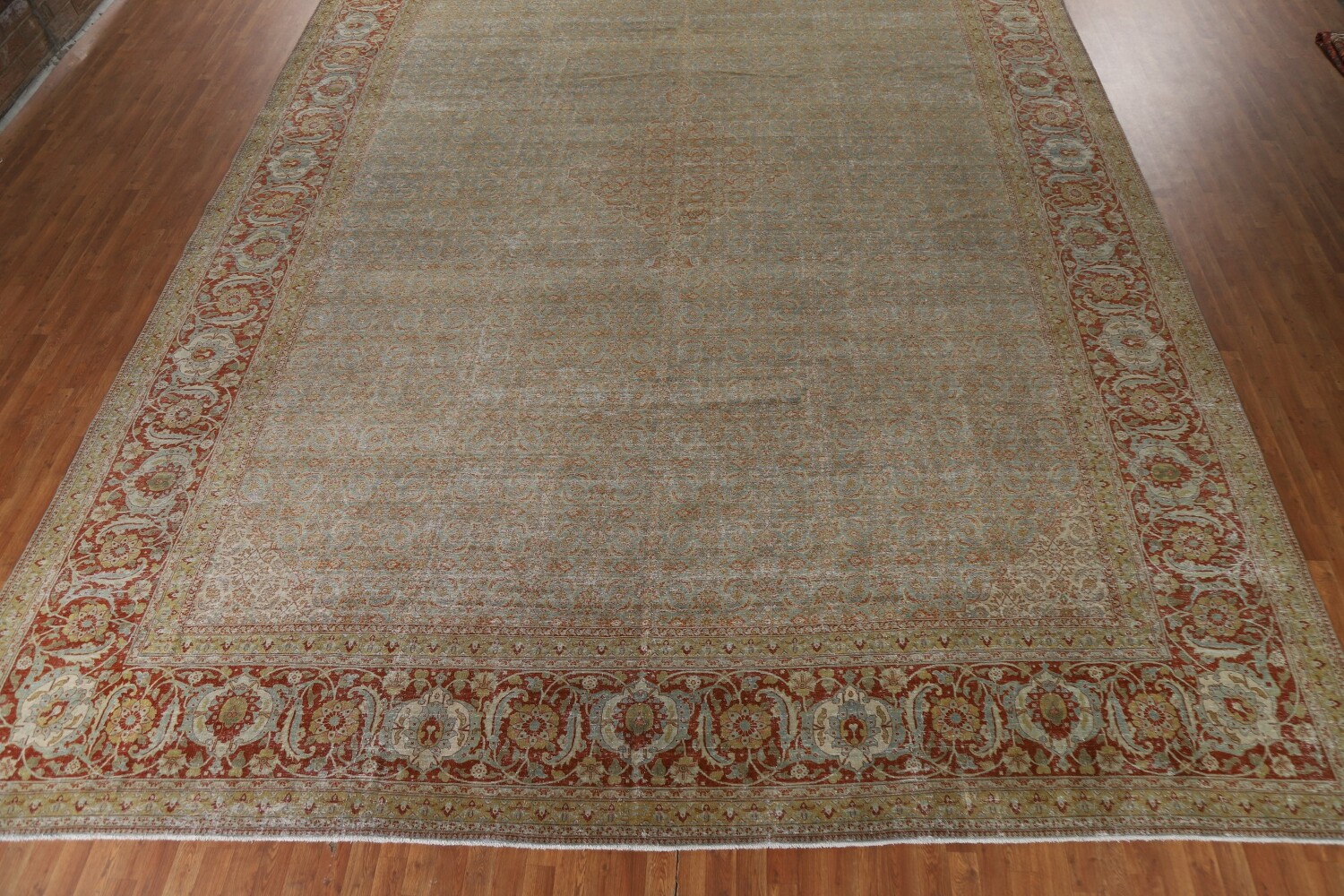 Pre-1900 Antique Sultanabad Vegetable Dye Persian Rug 15x21