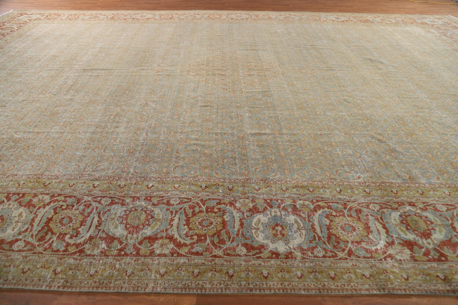 Pre-1900 Antique Sultanabad Vegetable Dye Persian Rug 15x21