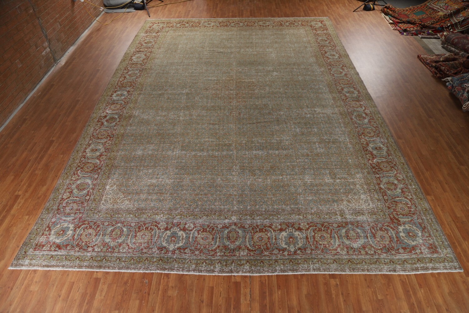 Pre-1900 Antique Sultanabad Vegetable Dye Persian Rug 15x21