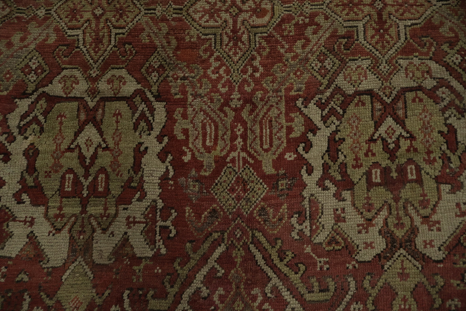 Pre-1900 Antique Oushak Large Vegetable Dye Rug 13x16