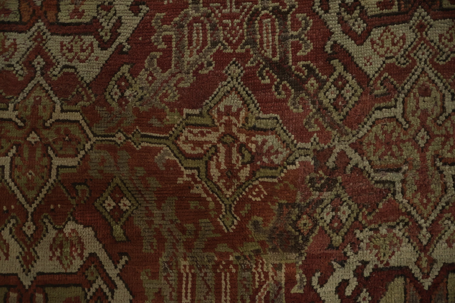 Pre-1900 Antique Oushak Large Vegetable Dye Rug 13x16