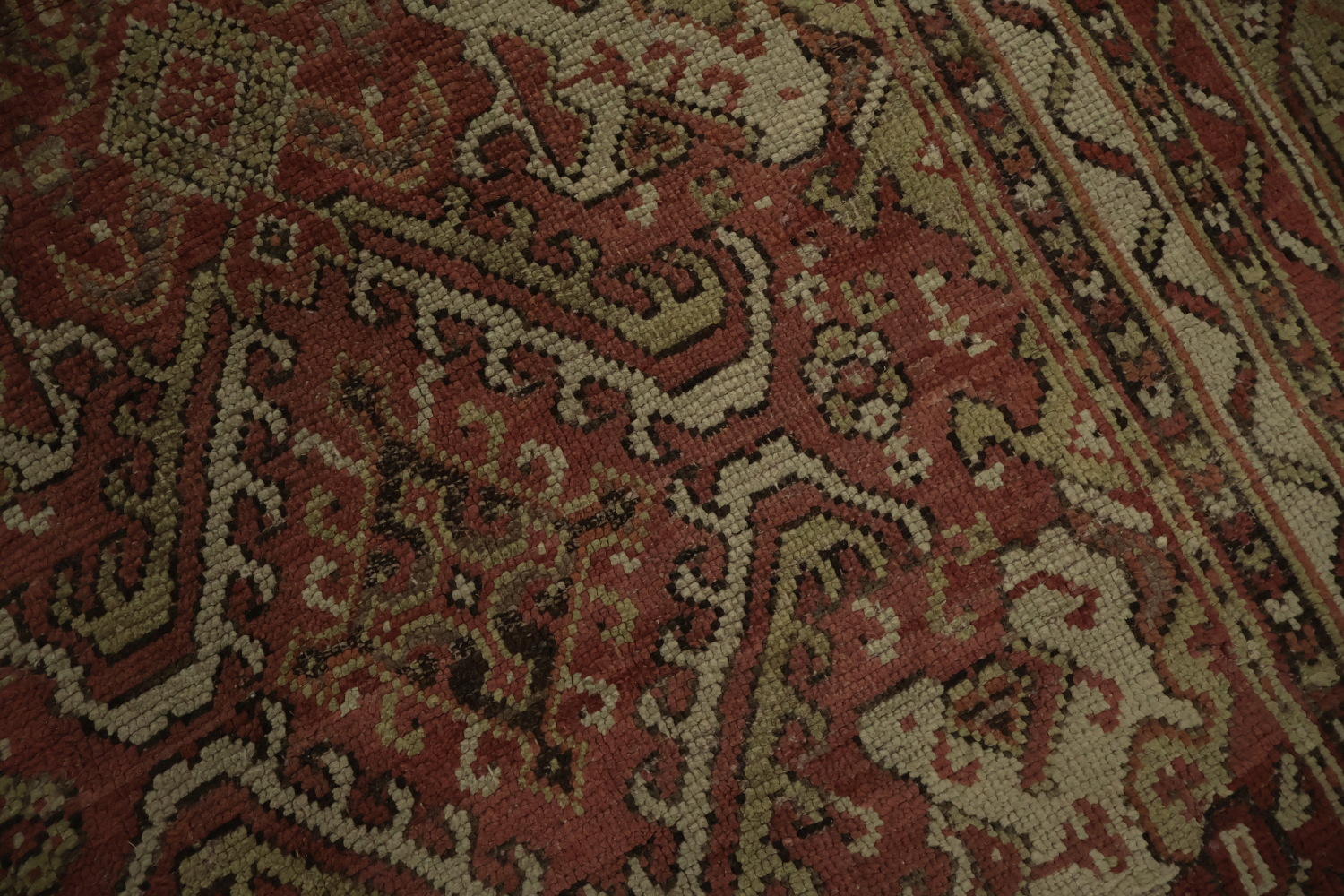 Pre-1900 Antique Oushak Large Vegetable Dye Rug 13x16