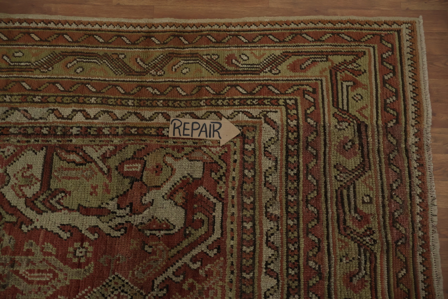 Pre-1900 Antique Oushak Large Vegetable Dye Rug 13x16