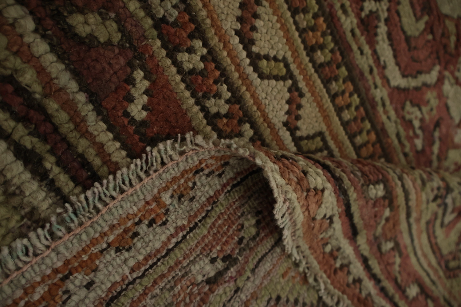 Pre-1900 Antique Oushak Large Vegetable Dye Rug 13x16