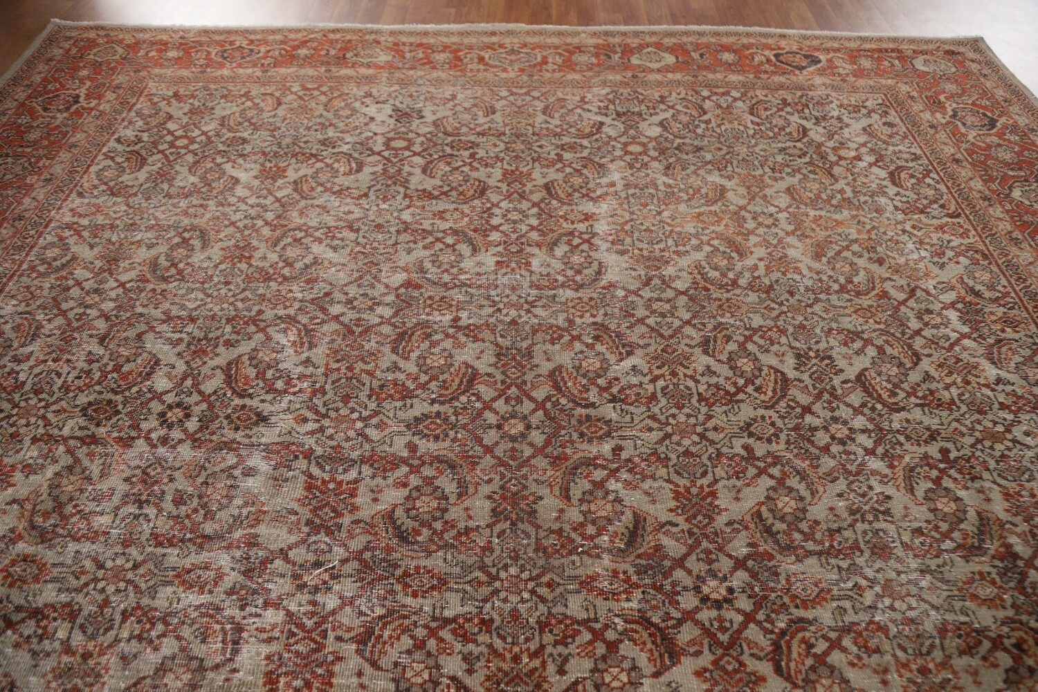 Pre-1900 Vegetable Dye Sultanabad Persian Area Rug 10x13