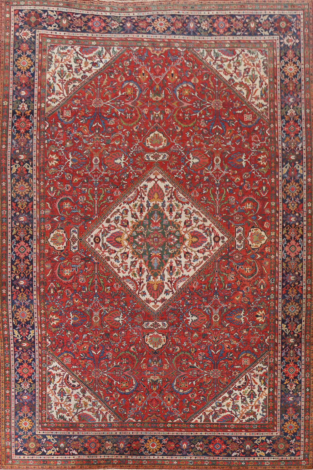 Pre-1900 Vegetable Dye Sultanabad Persian Area Rug 10x13